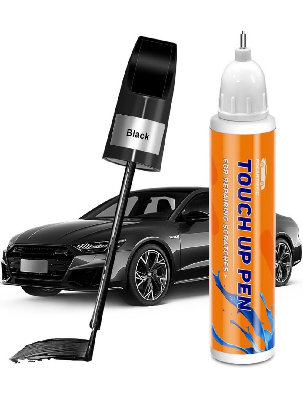 #.   Pocartiffic Black Touch-Up Paint Pen For Cars. Car Paint Scratch Repair